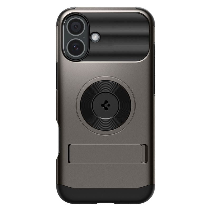 iPhone 16 Spigen Slim Armor Bakdeksel m. Stativ - MagSafe-kompatibel - Gunmetal