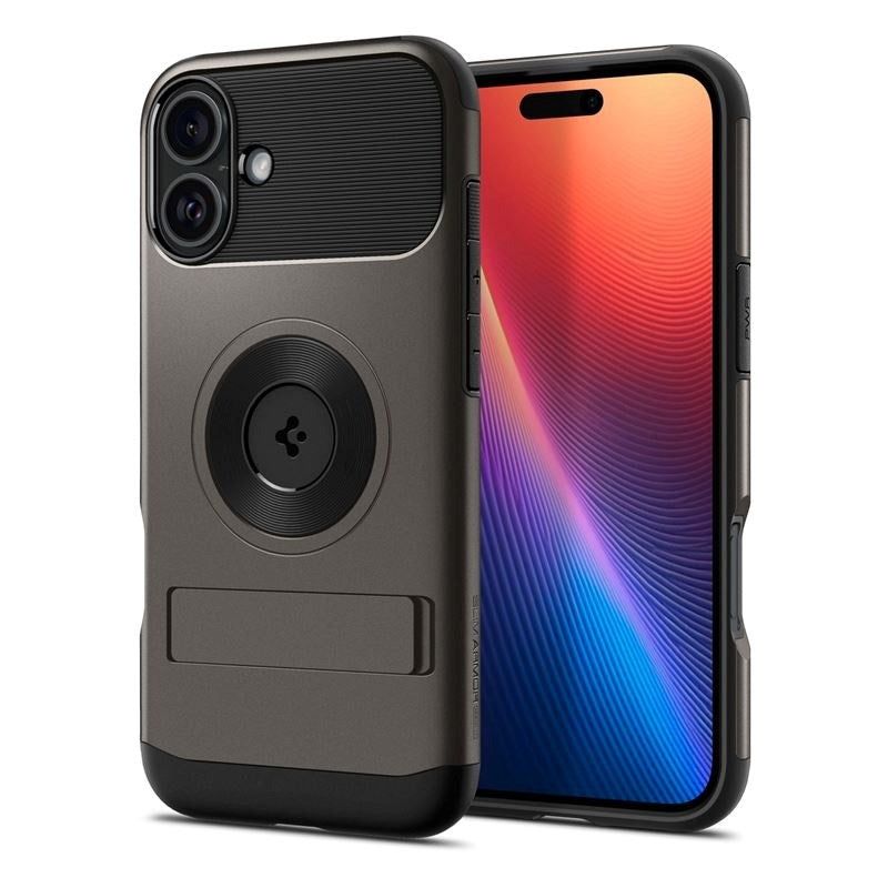 iPhone 16 Spigen Slim Armor Bakdeksel m. Stativ - MagSafe-kompatibel - Gunmetal