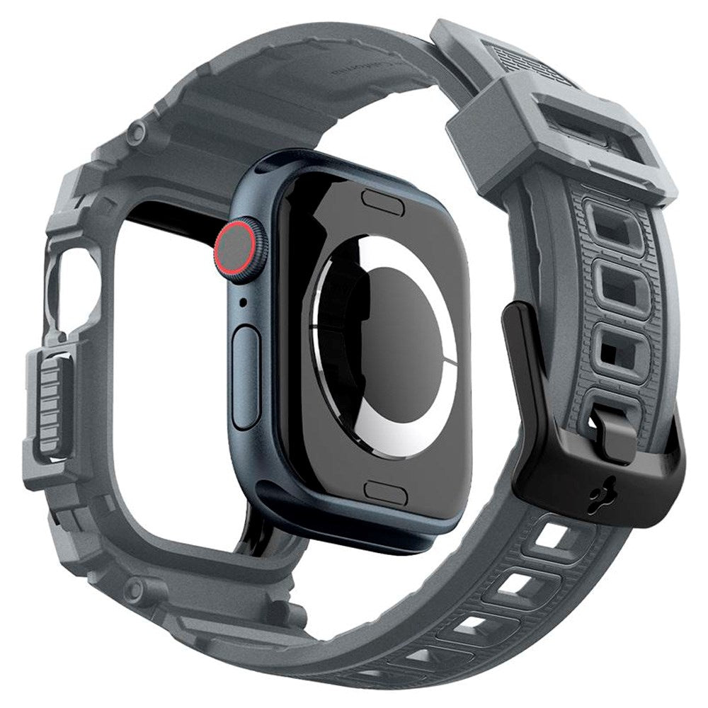 Spigen Rugged Armour Pro Strap m. Deksel - Apple Watch 10 (46mm) - Grå