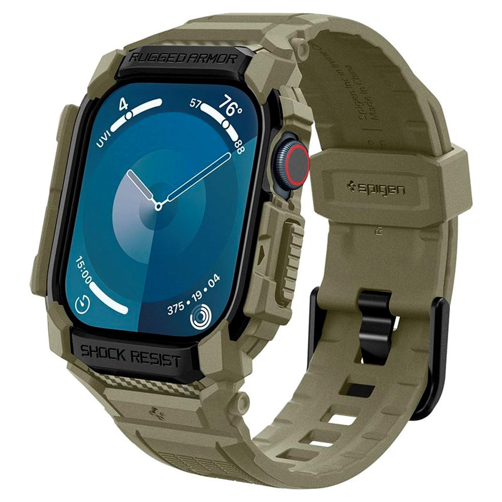 Spigen Rugged Armour Pro Strap m. Deksel - Apple Watch 10 (46mm) - Grønn