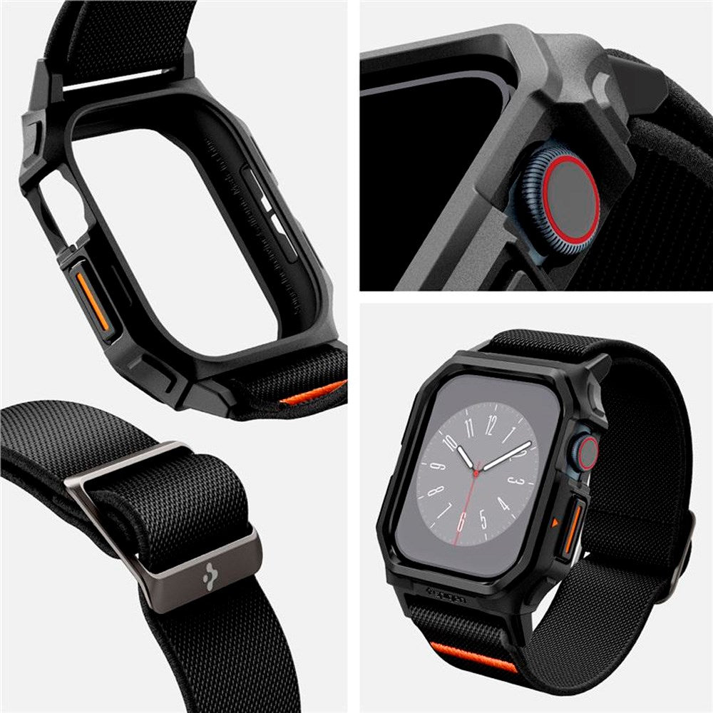Spigen Lite Fit Pro Strap m. Deksel - Apple Watch 10 (46mm) - Svart