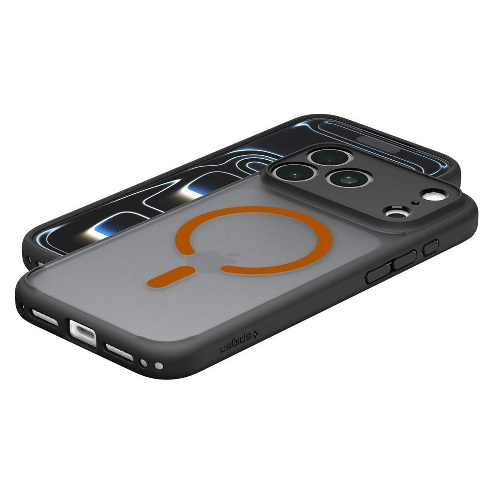 iPhone 18 Pro / 17 Pro Spigen Ultra Hybrid Bagside Cover - MagSafe Kompatibel - Mat Sort / Orange