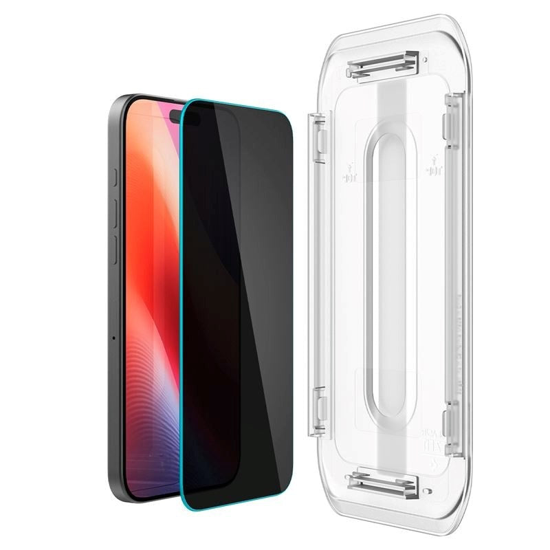 iPhone 16 Pro Spigen EZ Fit Glas.tR Skjermbeskytter - Personvernfilter - Veskevennlig - Gjennomsiktig