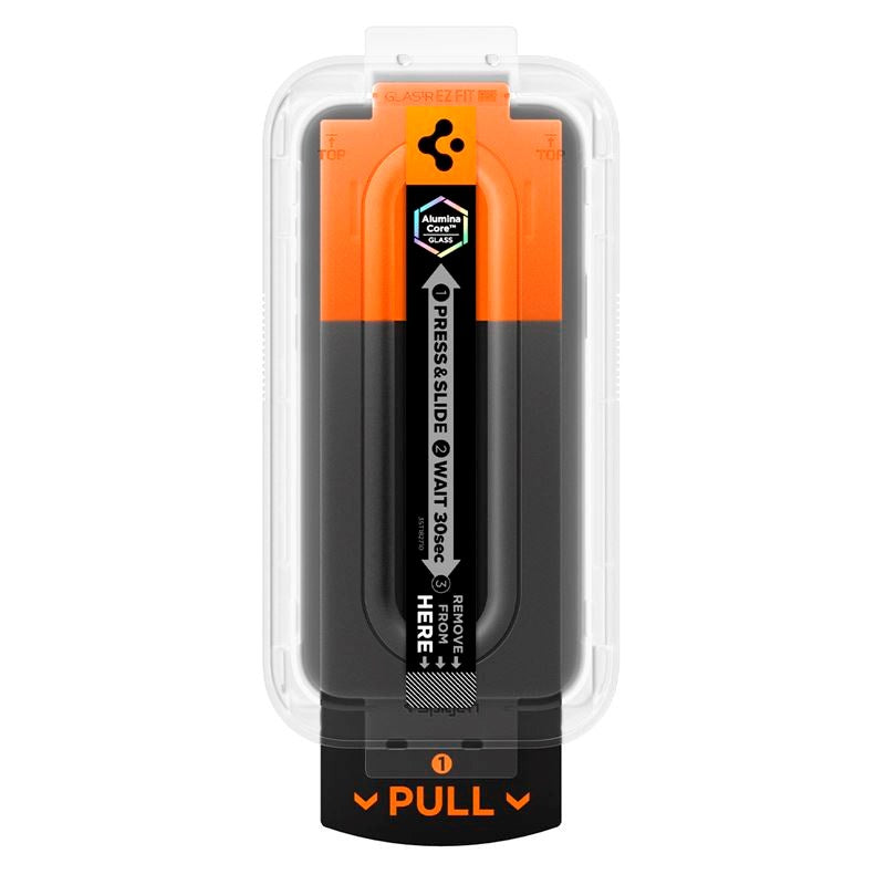 Spigen iPhone 17 / 17 Pro / 16 Pro Glass tR EZ Fit Pro HD Skærmbeskyttelsesglas - Privacy Funktion - Gennemsigtig