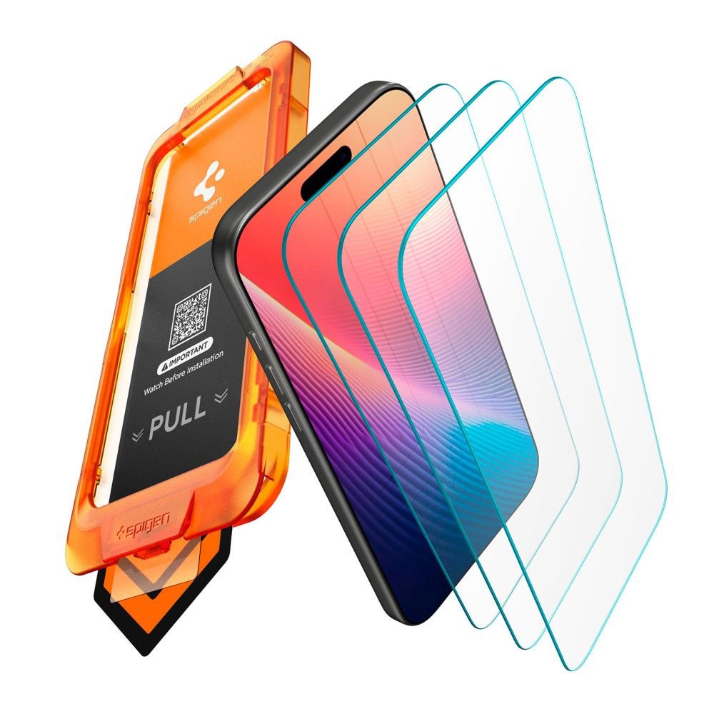 iPhone 17 Pro Spigen Beskyttelsesglas m. AlignMaster - 3 stk. - Gennemsigtig