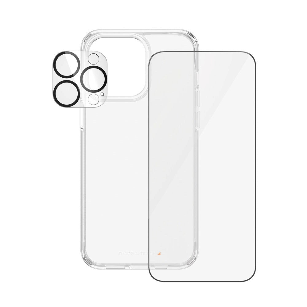 iPhone 15 Pro Max PanzerGlass 3-i-1-pakke m. EasyAligner - Skjermbeskytter (UWF) / Bakdeksel / Kamerabeskyttelse - Gjennomsiktig / Svart