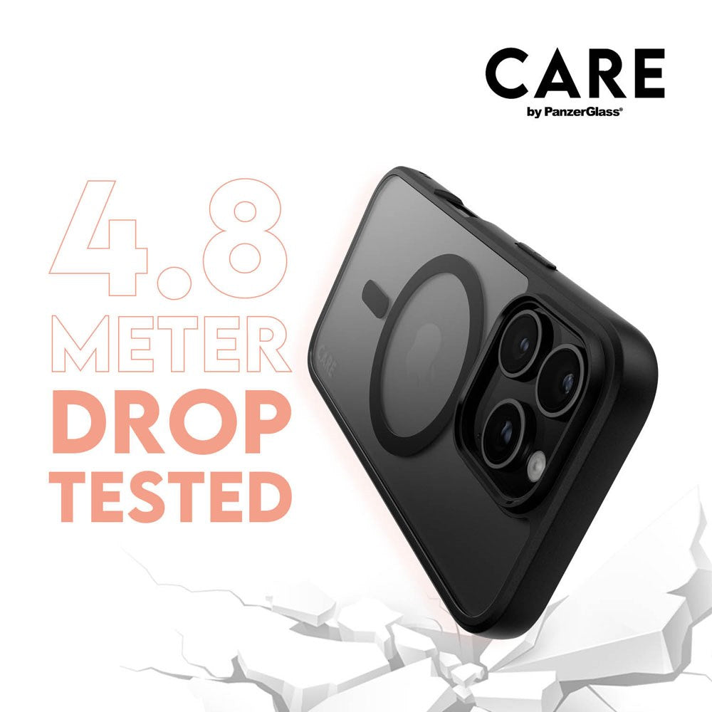 CARE By PanzerGlass iPhone 16 Pro 3-i-1 FLAGSKIP MagSafe Bundle - Privacy Screen Protector (UWF) / Bakdeksel / Kamerabeskyttelse - Gjennomsiktig / Svart