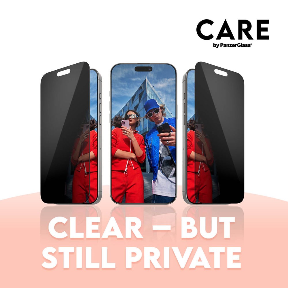 CARE By PanzerGlass iPhone 16 Pro Max 3-i-1 FLAGSHIP MagSafe Bundle - Privacy Skærmbeskyttelse (UWF) / Bagsidecover / Kamerabeskyttelse - Gennemsigtig / Sort