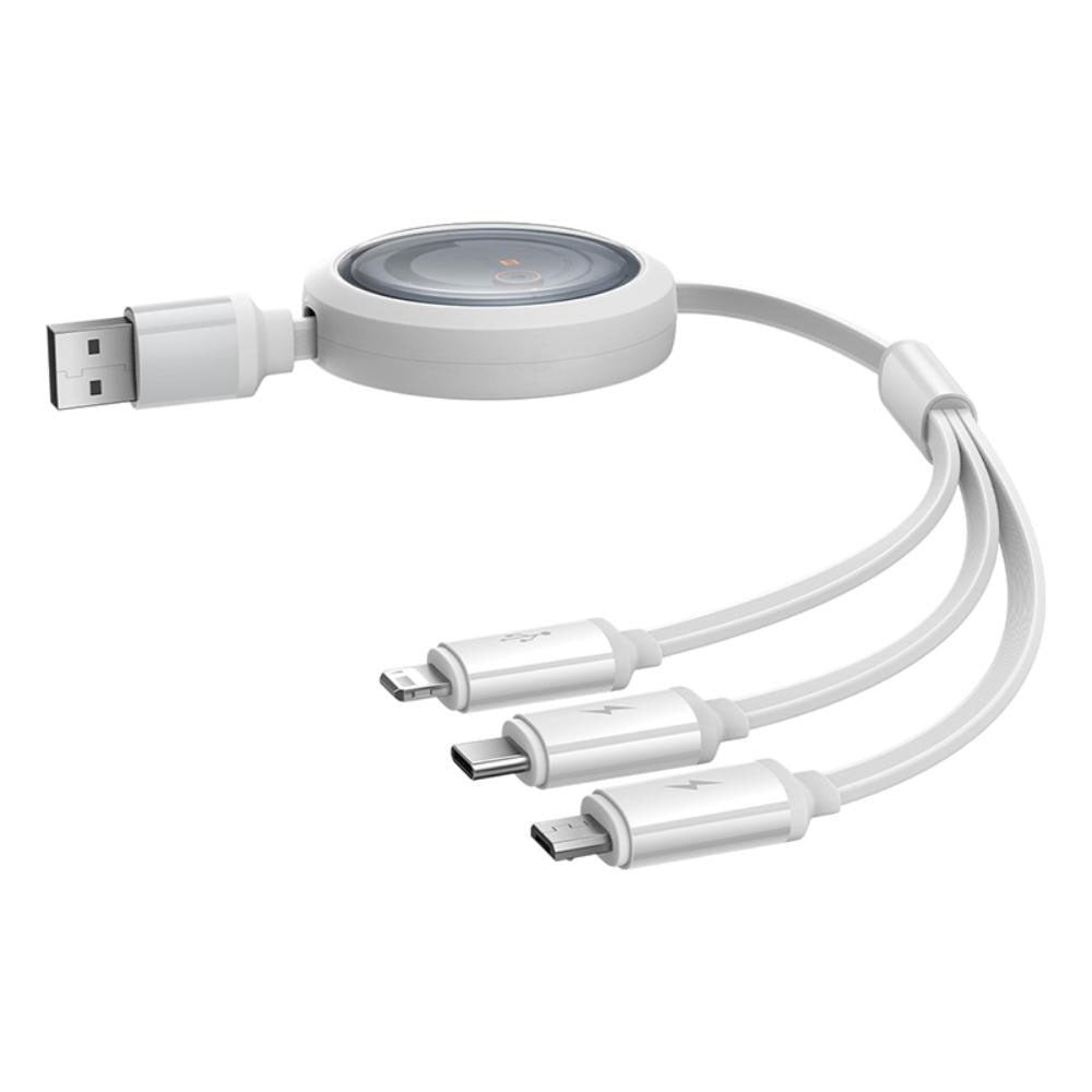 Baseus Free2Draw 3-i-1 Udtrækkeligt Multikabel - 1.1m - Hvid
