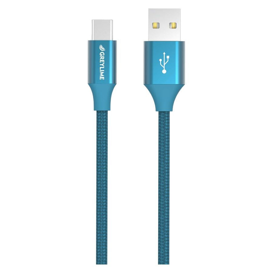 GreyLime Flettet (3A/15W) USB-C-kabel 1 meter - Blå