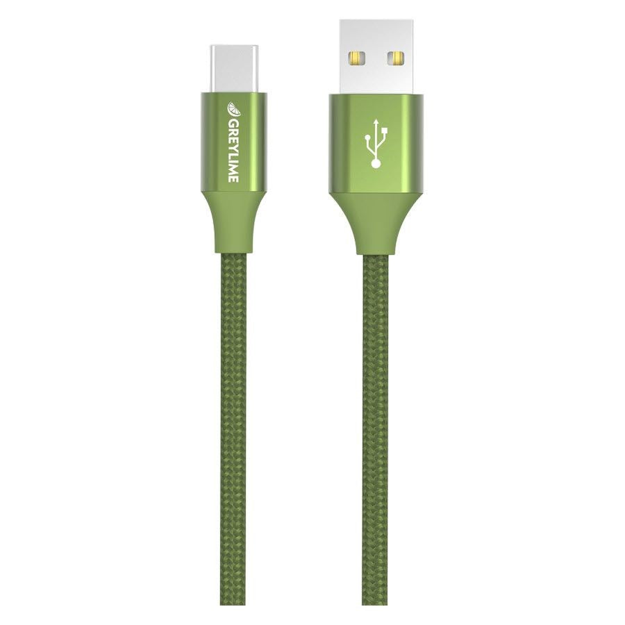 GreyLime Flettet (3A/15W) USB-C-kabel 2 meter - Grønn