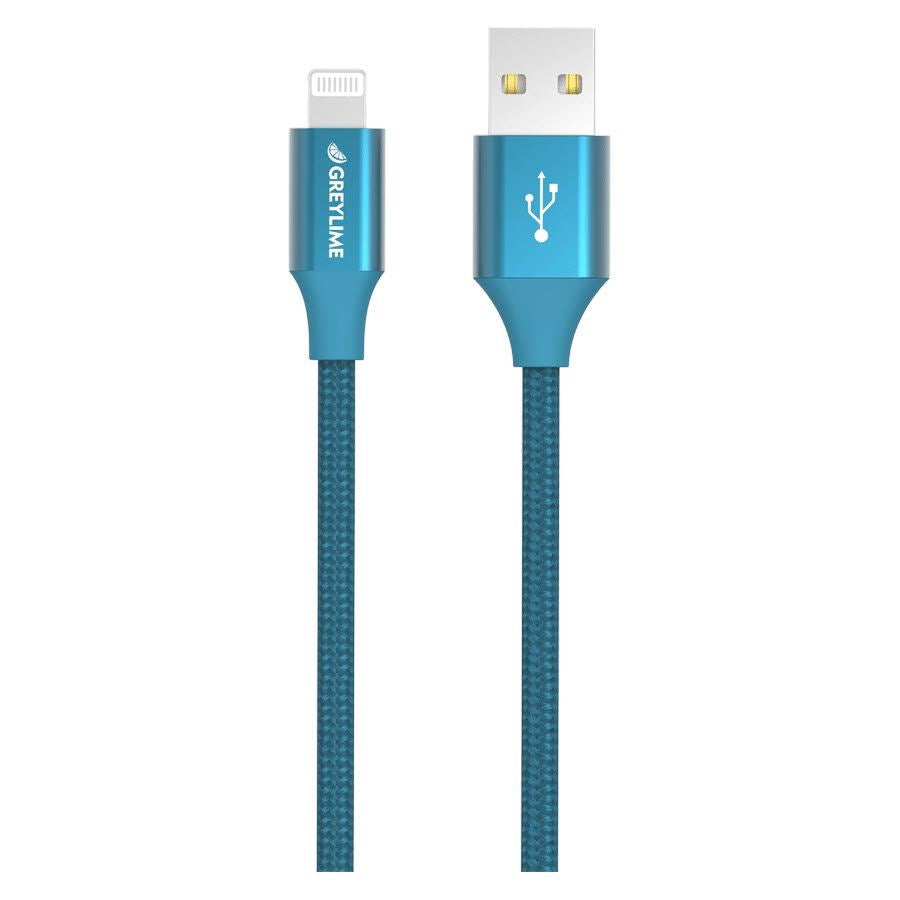 GreyLime Flettet USB-A til Lightning-kabel 2 meter - Blå