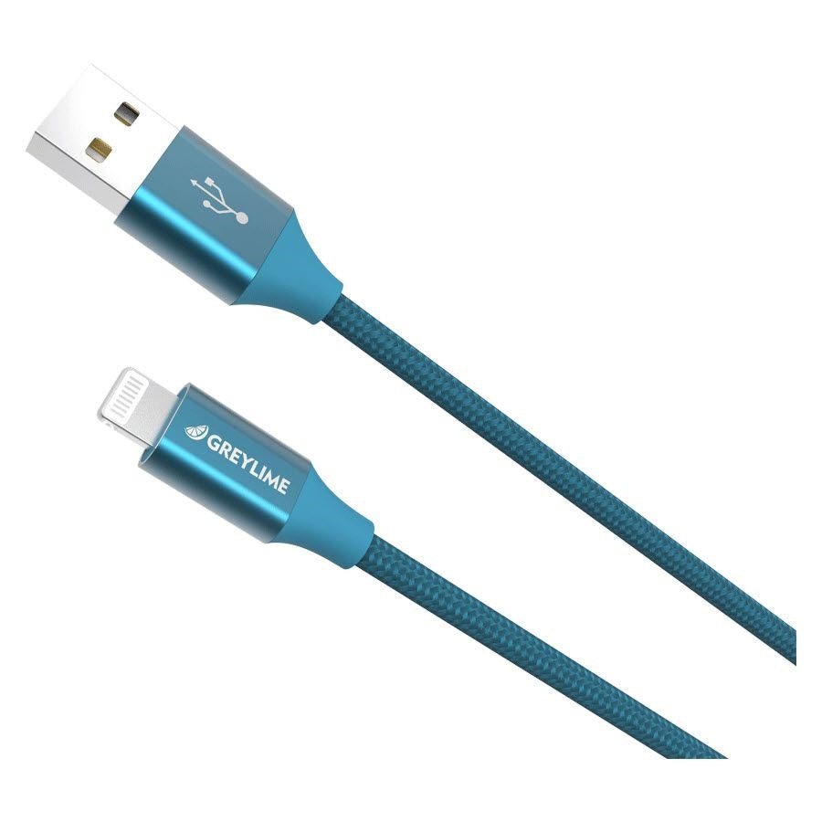 GreyLime Flettet USB-A til Lightning-kabel 1 meter - Blå