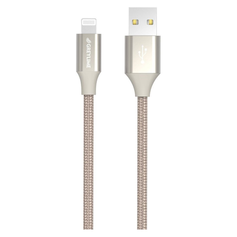 GreyLime Flettet USB-A til Lightning-kabel 2 meter - Beige