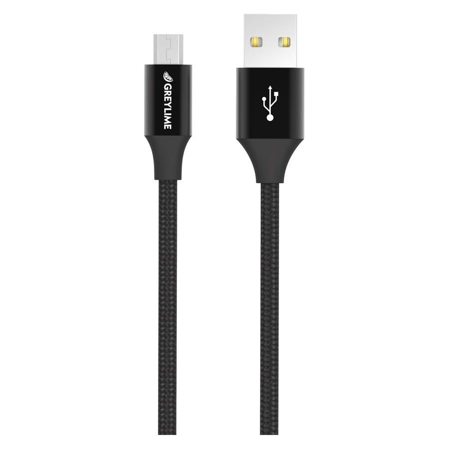 GreyLime Flettet USB-A til Micro USB-kabel 1 meter - Svart
