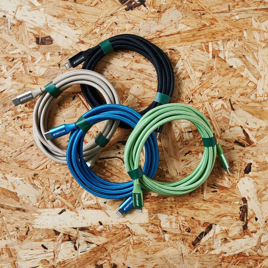 GreyLime 18W flettet USB-C til Lightning-kabel 2 meter - Blå