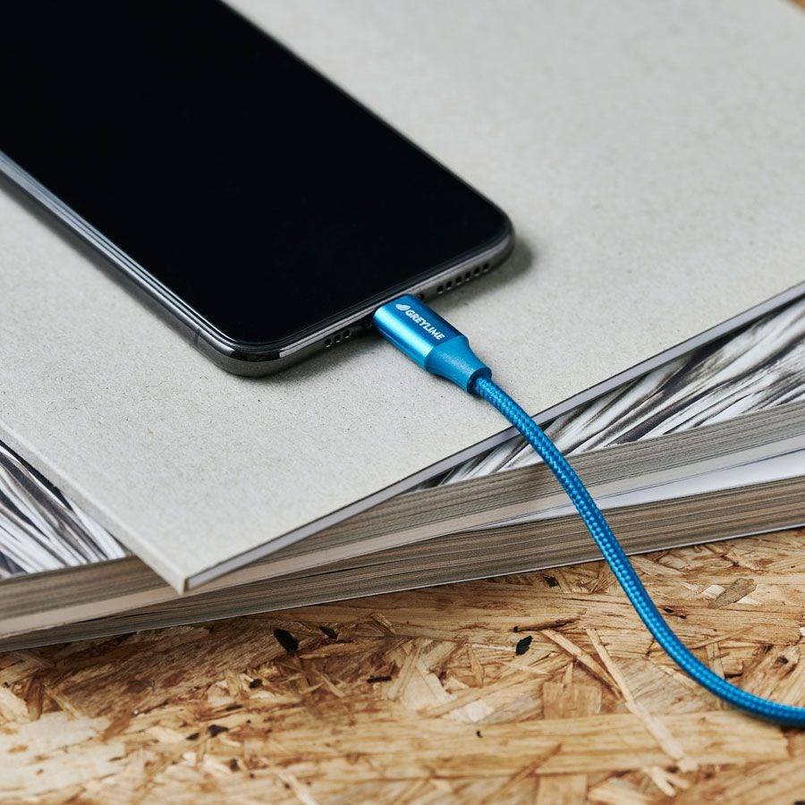 GreyLime 18W flettet USB-C til Lightning-kabel 2 meter - Blå