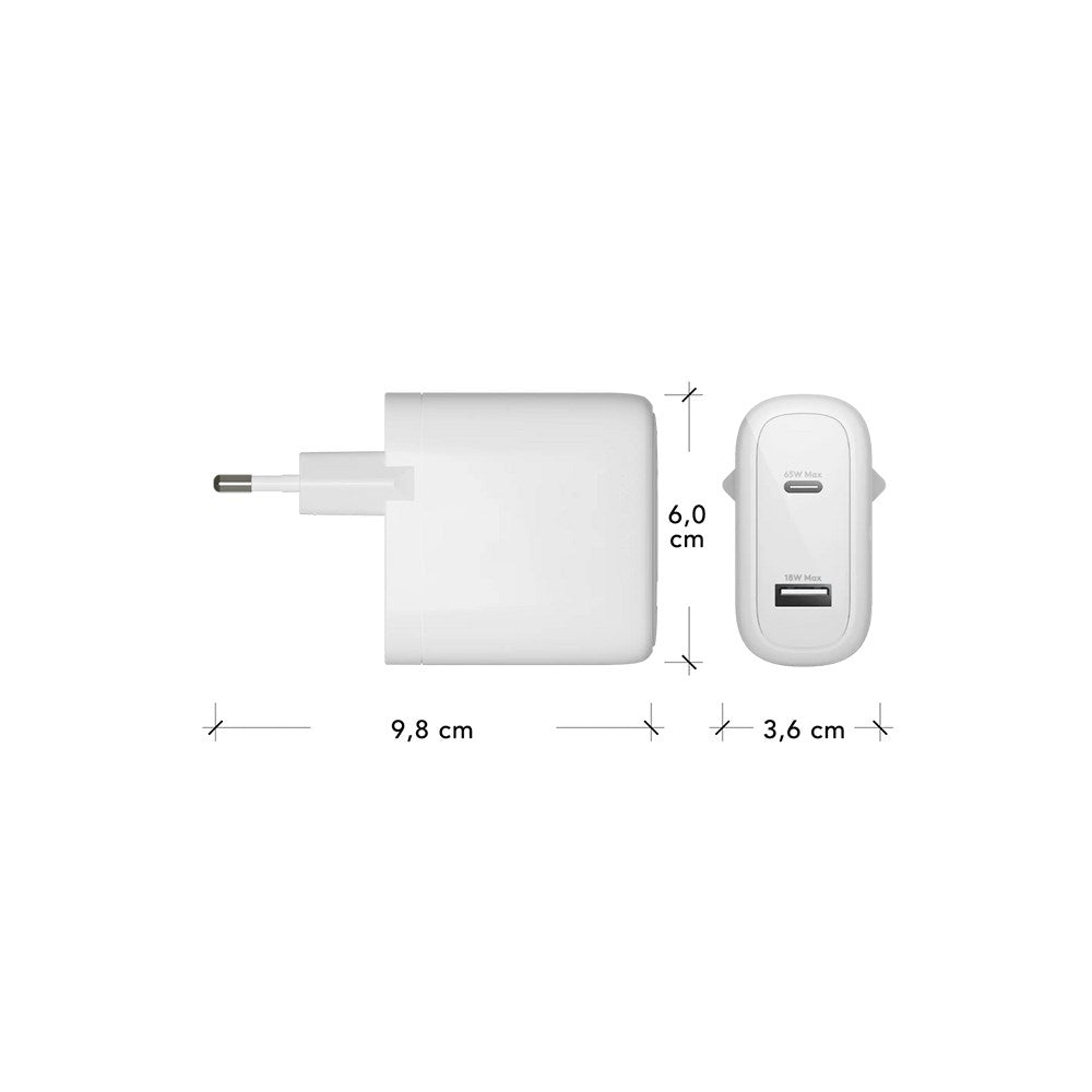 1 x USB-C 65W/1 x USB-A 18W - dbramante1928 EU Vegglader - Hvit