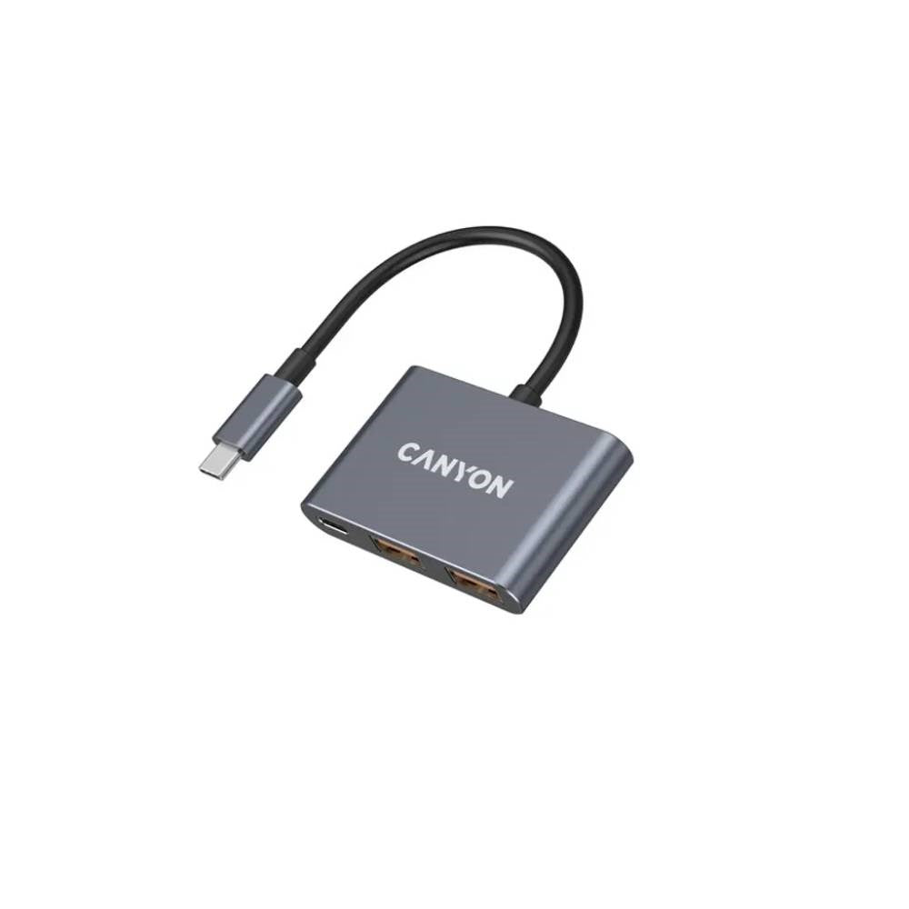 Canyon 3-i-1 USB-C Hub - Grå