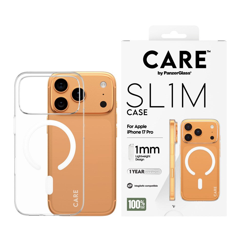 iPhone 17 Pro CARE by PanzerGlass SL1M Cover - MagSafe Kompatibel - Gennemsigtig