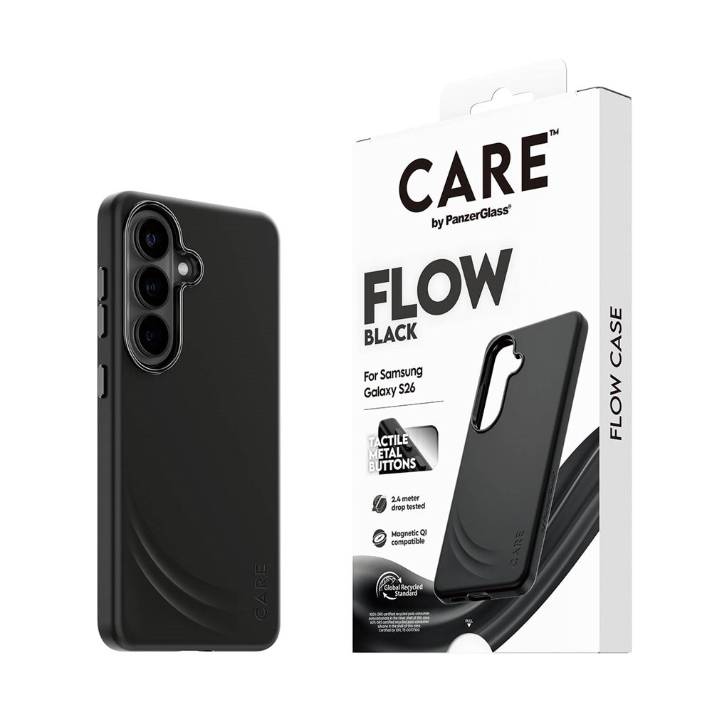 Samsung Galaxy S26 CARE by PanzerGlass Feature Flow Mobil Cover - Qi Kompatibel - Sort