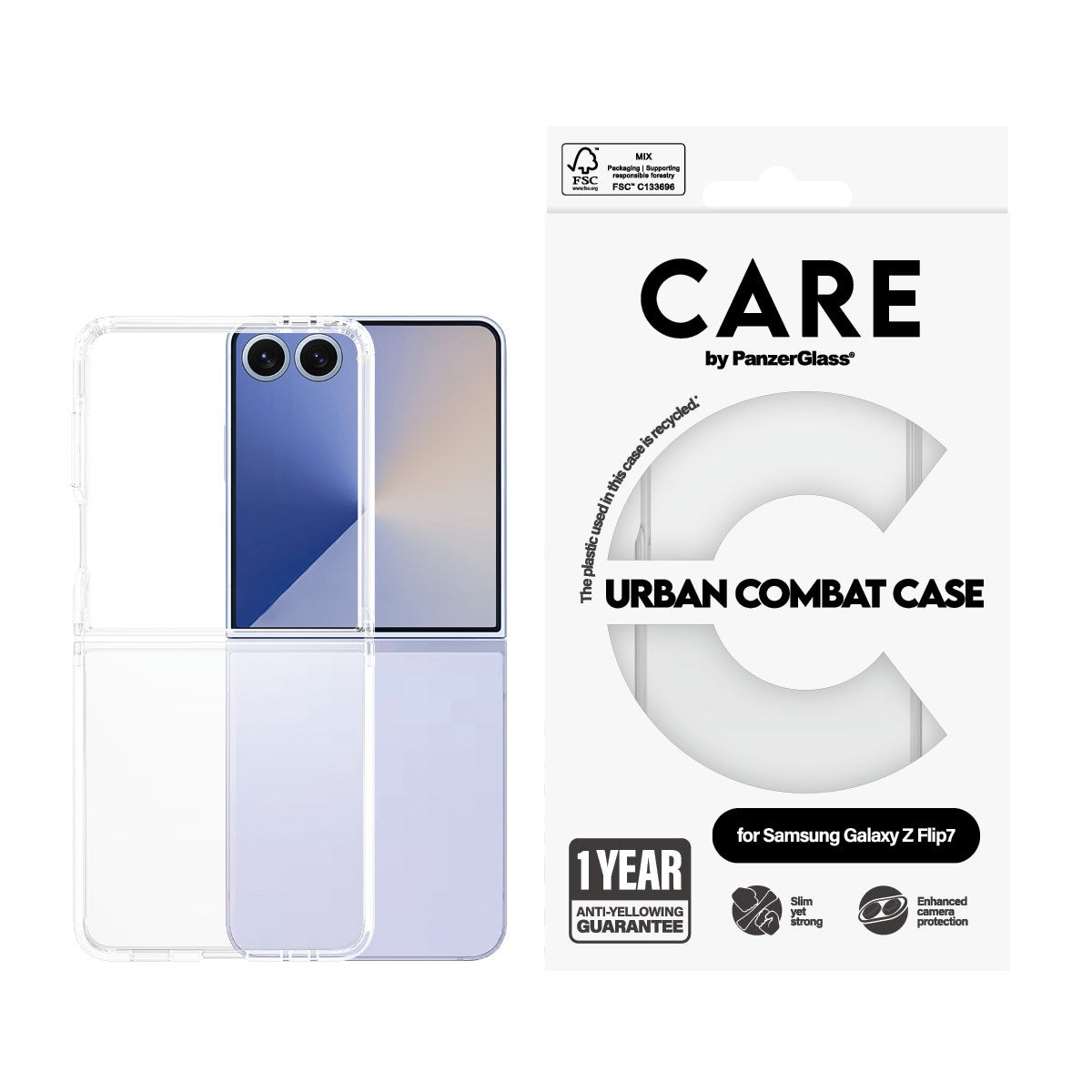 Samsung Galaxy Z Flip7 - CARE by PanzerGlass - FLAGSHIP Urban Combat Case - Transparent