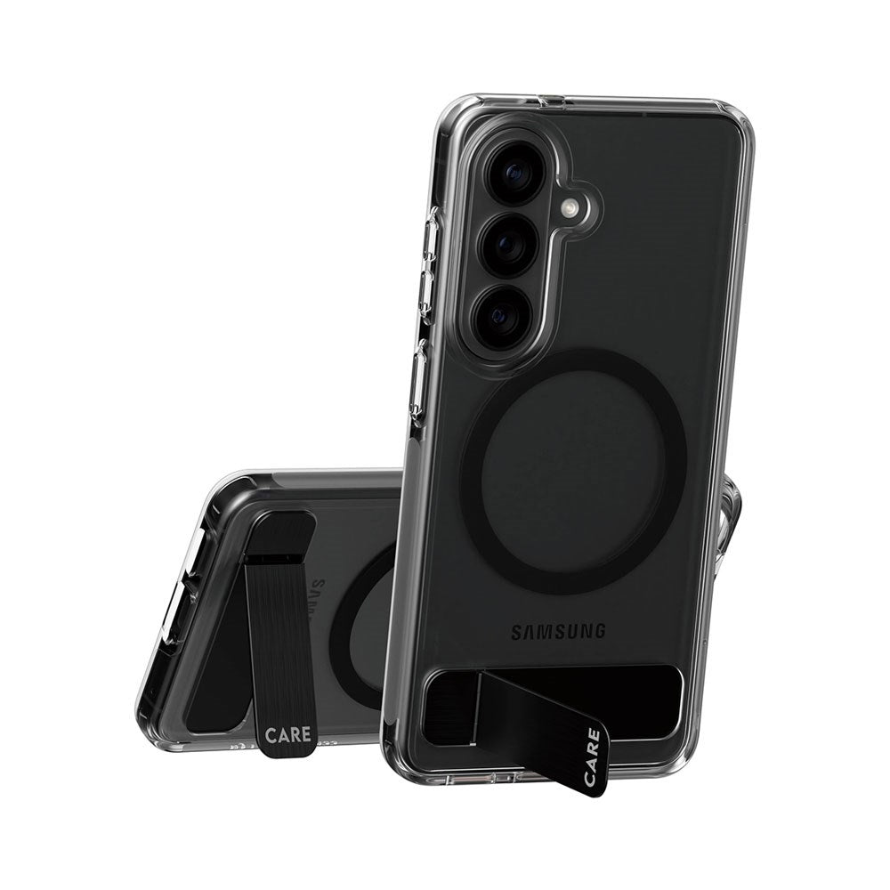 Samsung Galaxy S26 CARE by PanzerGlass Feature Kickstand Cover - Qi Kompatibel - Transparent / Black