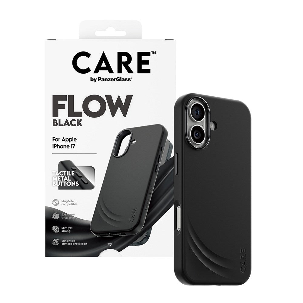 CARE by PanzerGlass iPhone 17 Feature Flow Mobil Cover - MagSafe Kompatibel - Sort