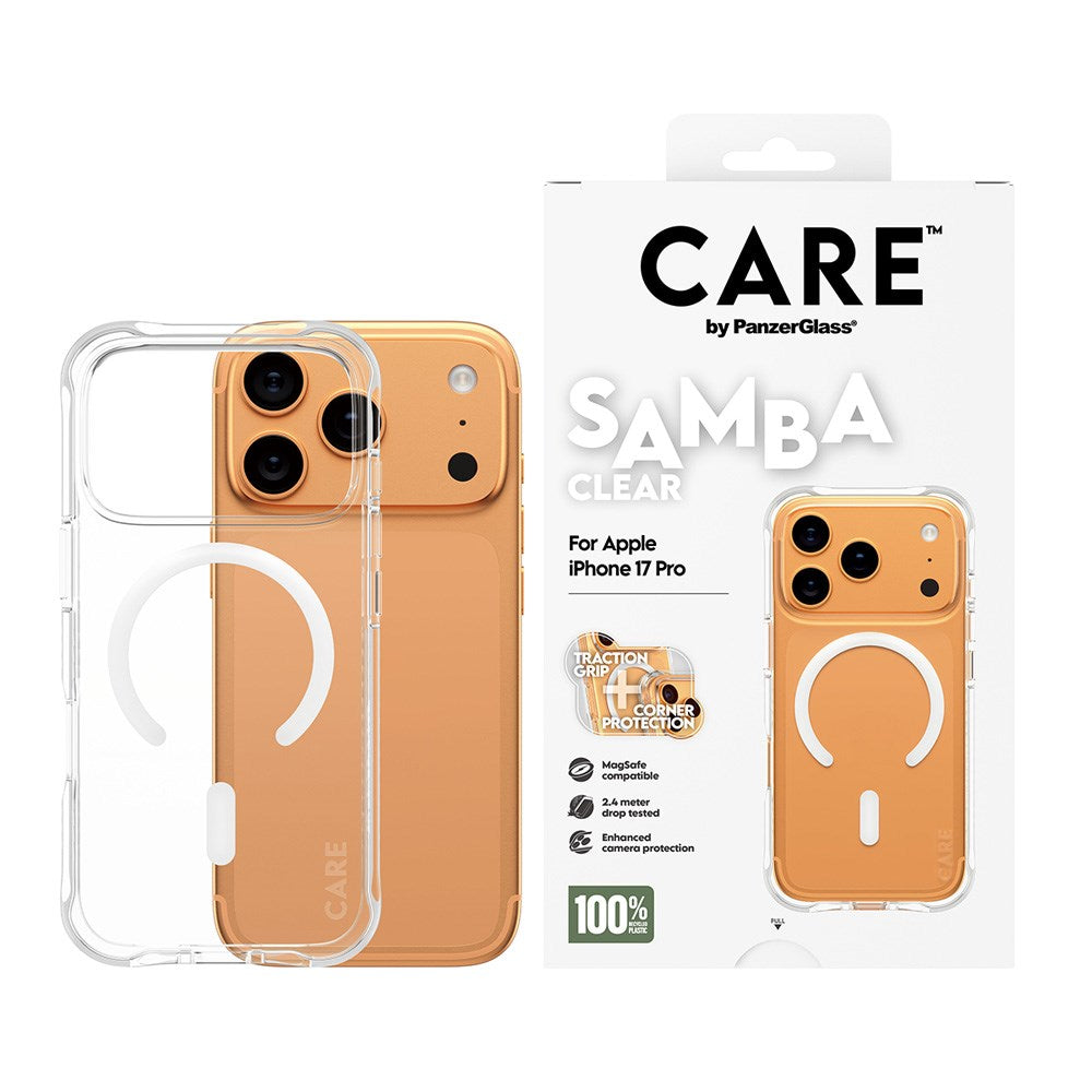 iPhone 17 Pro CARE by PanzerGlass Fashionable Samba Mobil Cover - MagSafe Kompatibel - Transparent