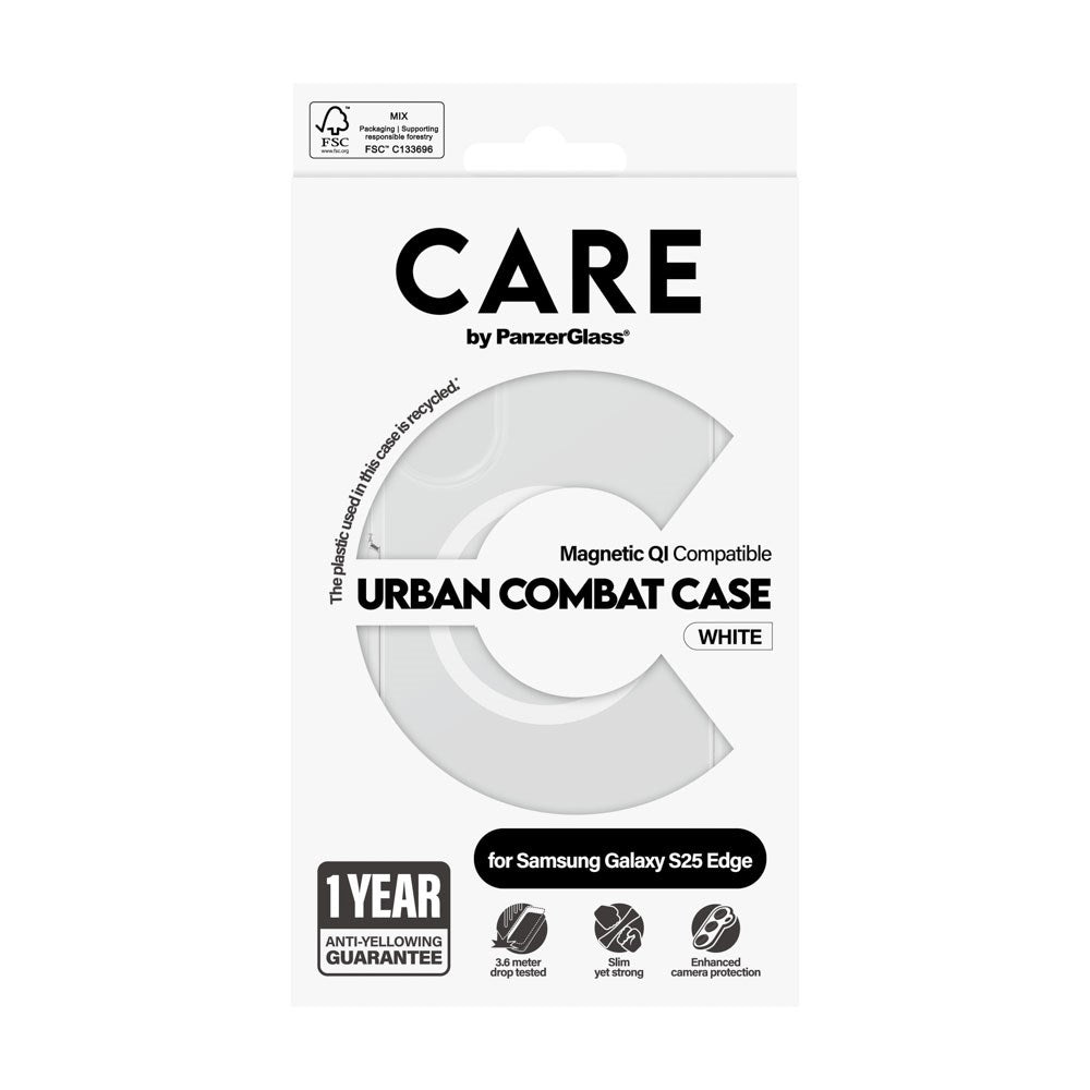CARE by PanzerGlass Samsung Galaxy S25 Edge FLAGSHIP Urban Combat Cover - MagSafe Kompatibel - Transparent / White