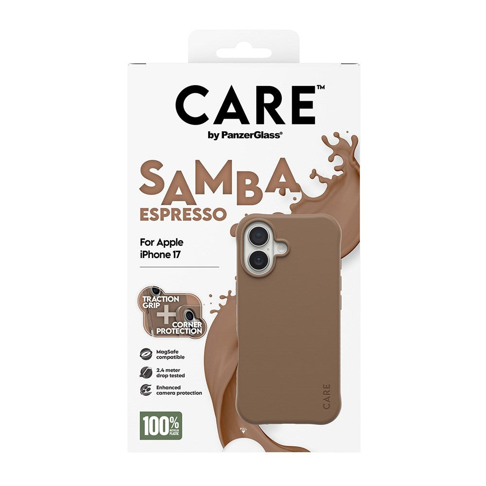 iPhone 17 CARE by PanzerGlass Fashionable Samba Mobil Cover - MagSafe Kompatibel - Espresso