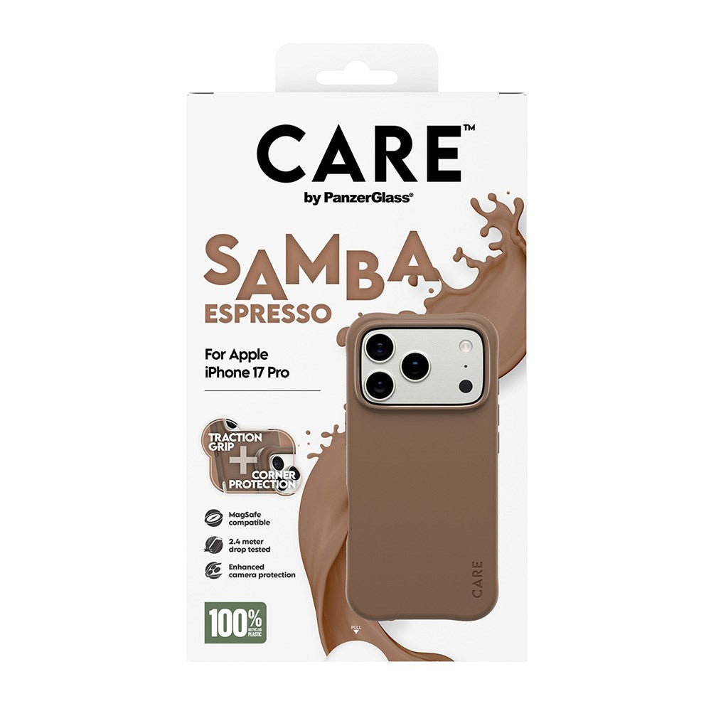 iPhone 17 Pro CARE by PanzerGlass Fashionable Samba Mobil Cover - MagSafe Kompatibel - Espresso