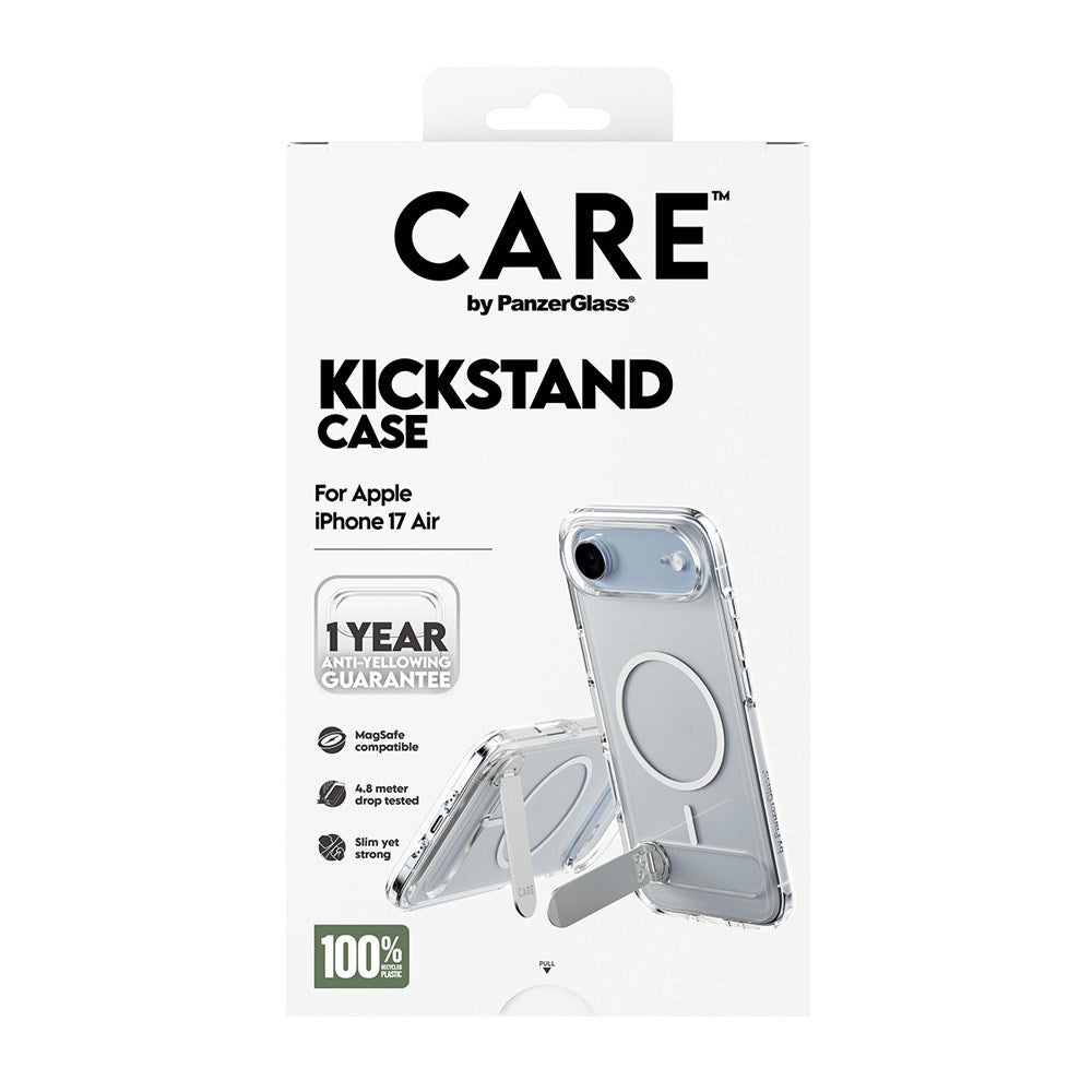 iPhone Air CARE by PanzerGlass Feature Kickstand Mobil Cover - MagSafe Kompatibel - Transparent / Silver