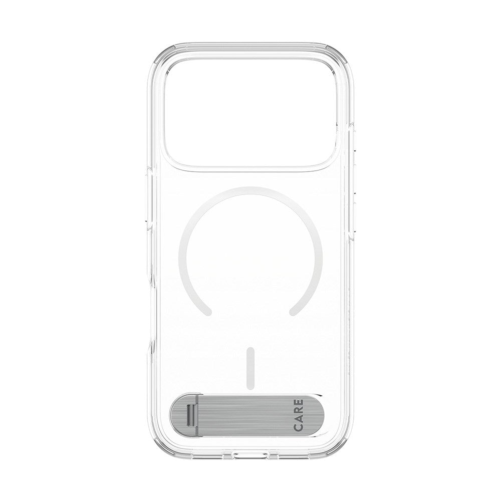 iPhone 17 Pro CARE by PanzerGlass Feature Kickstand Mobil Cover - MagSafe Kompatibel - Transparent / Silver