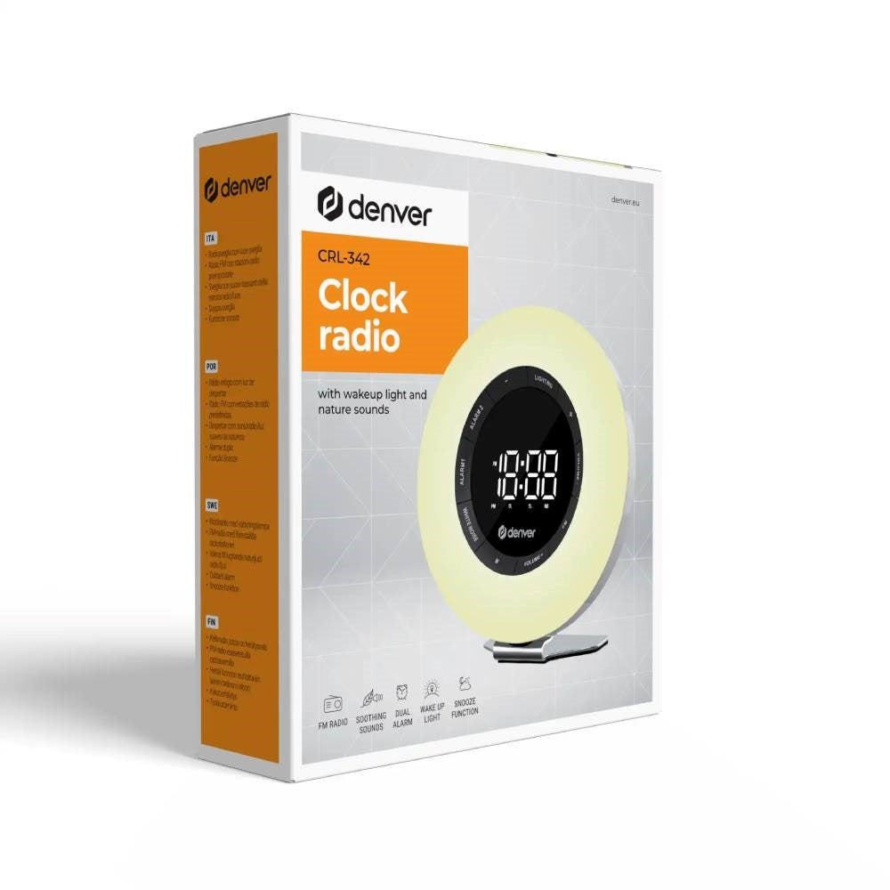 Denver CRL-342 FM Vækkeur m. Wake-Up Light & White Noise - Hvid