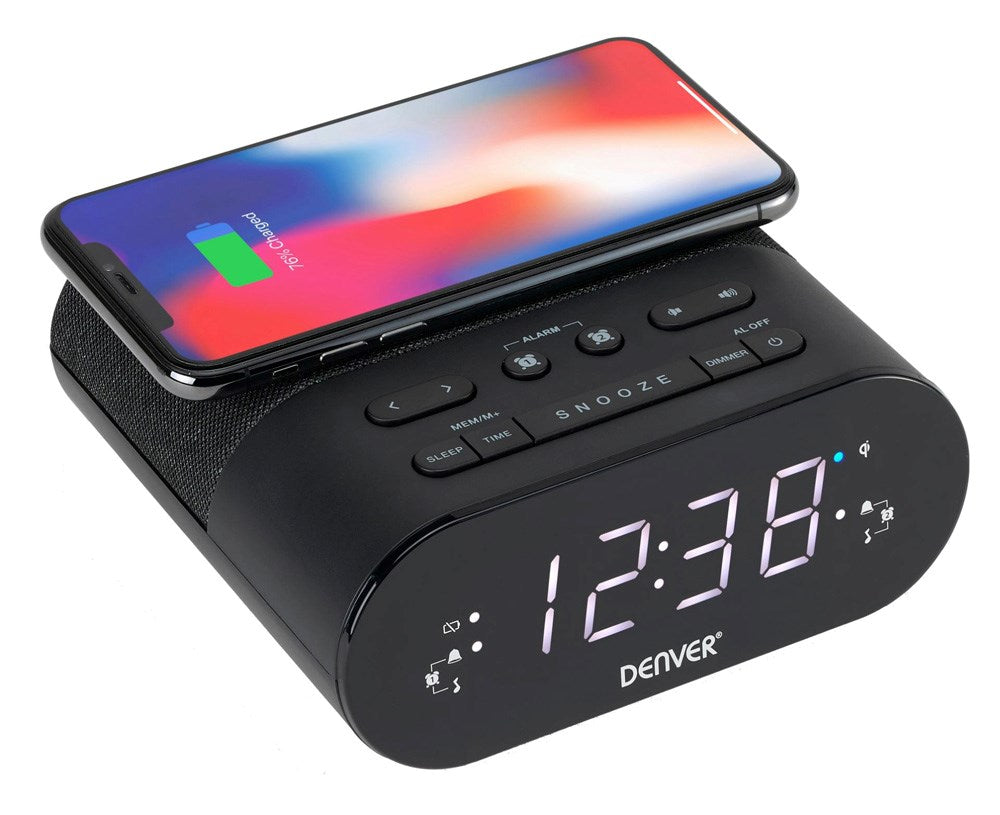 Denver CRQ-107 Radio m. Indbygget Trådløs Opladning & Bluetooth - Sort