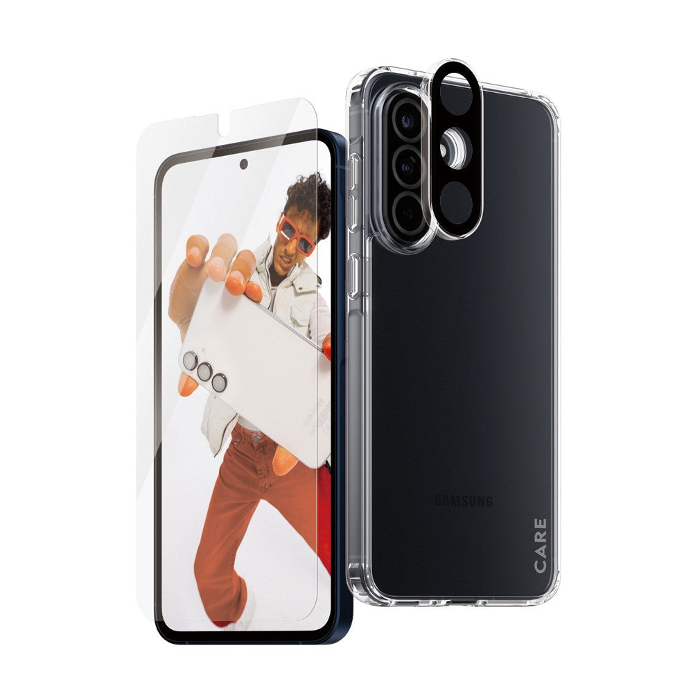 Samsung Galaxy A56 (5G) - CARE by PanzerGlass 3-i-1 FLAGSKIP Bundle - Deksel / Skjermbeskytter (UWF) / Kamerabeskyttelse - Gjennomsiktig