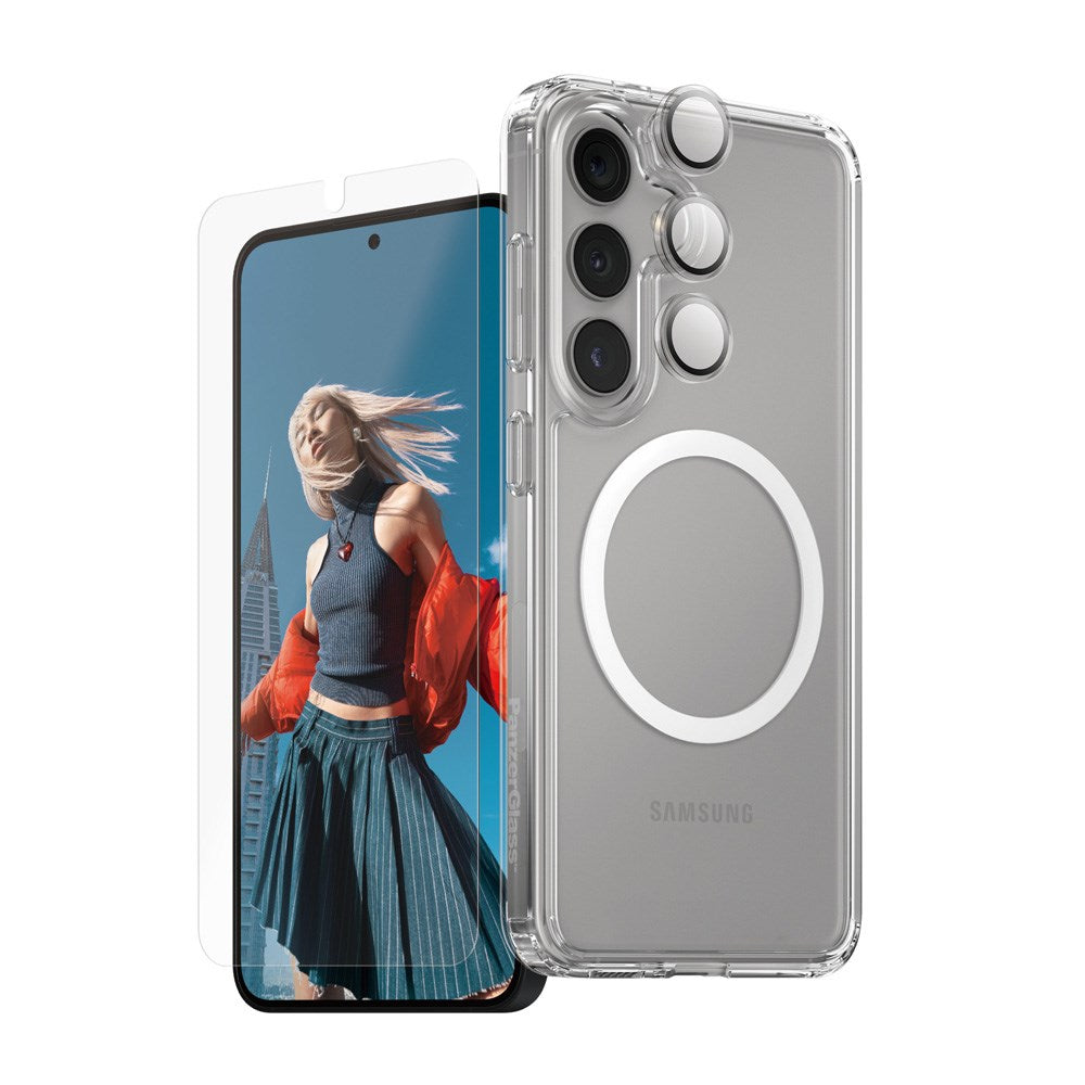 Samsung Galaxy S25 - CARE by PanzerGlass 3-i-1 FLAGSKIP Bundle - Deksel / Skjermbeskytter (UWF) / Kamerabeskyttelse - Gjennomsiktig