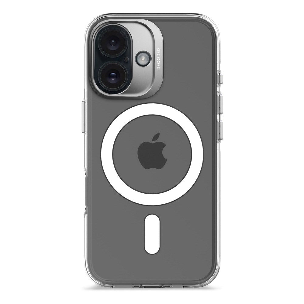 Dekodet iPhone 16 klart bakdeksel - 100 % resirkulert plast - MagSafe-kompatibel - Gjennomsiktig