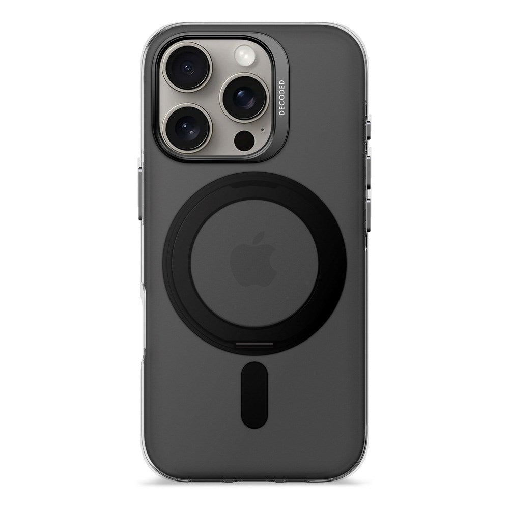 Dekodet iPhone 16 Pro Loop-stativ bakdeksel - 100 % resirkulert plast - MagSafe-kompatibel - Gjennomsiktig / Mattsvart