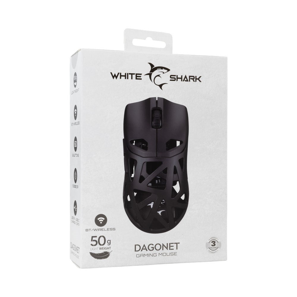 White Shark DAGONET Trådløs 6D / 24000 DPI Gaming Mus - Sort