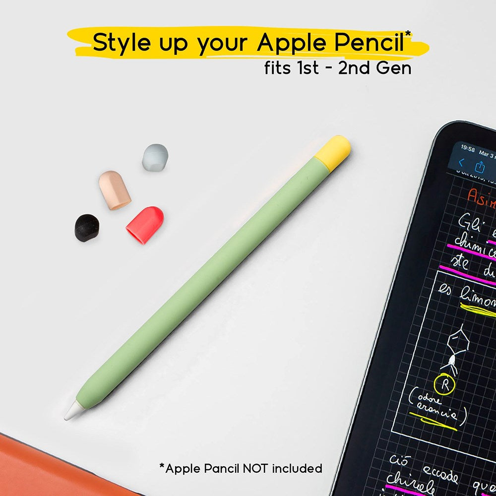 doodroo Apple Pencil 1 & 2 Gen. Silikondeksel m. 5 fargerike ender – Grønn
