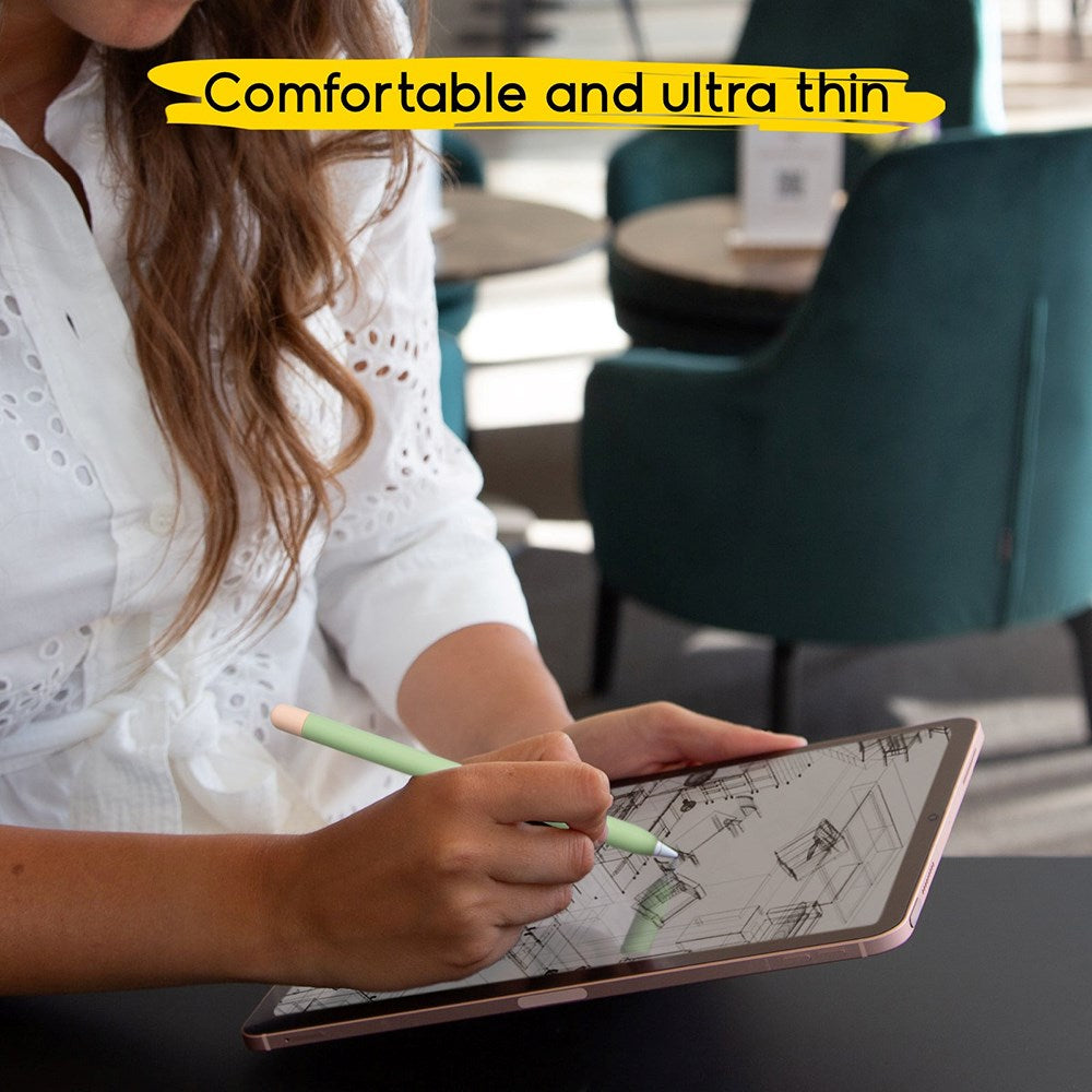 doodroo Apple Pencil 1 & 2 Gen. Silikondeksel m. 5 fargerike ender – Grønn