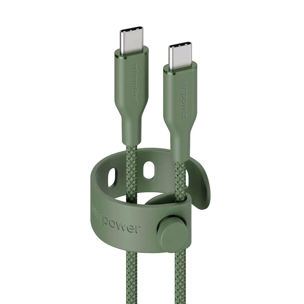 empower by PanzerGlass Racing 2m / 60W USB-C til USB-C Kabel - Sage