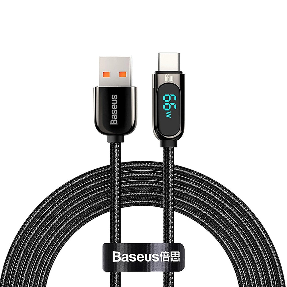 Baseus Display Hurtiglading 66W USB-A til USB-C-kabel 66W - 1m - Svart