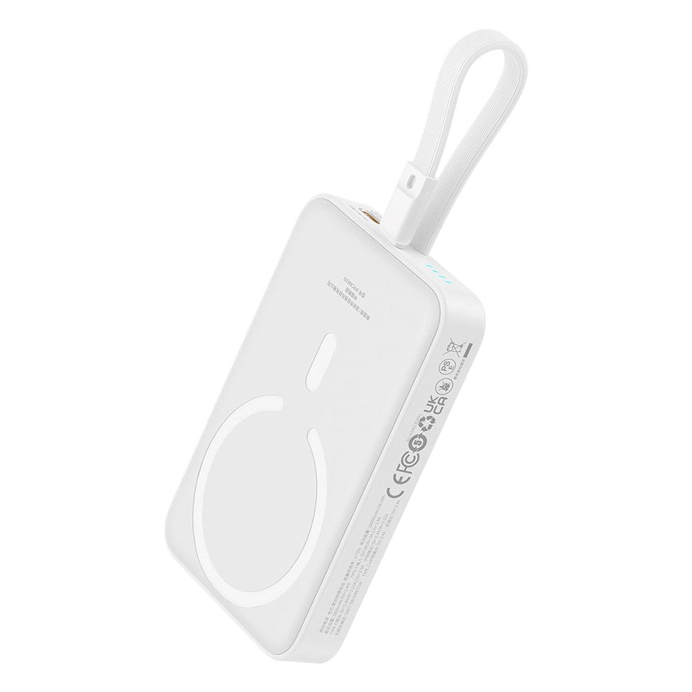 Baseus Magnetisk Qi Powerbank 20W m. USB-C Kabel Lightning Kabel - 10.000 mAh - MagSafe Kompatibel - Hvid