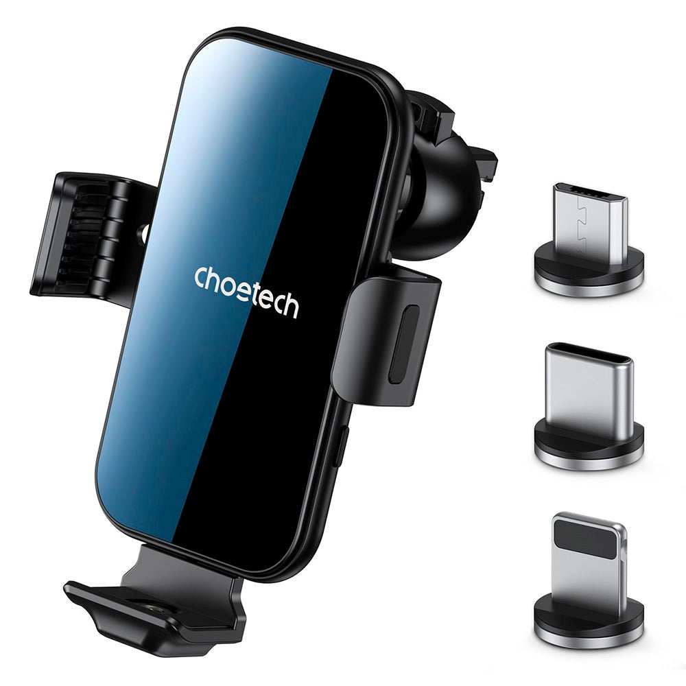 Choetech T201-F mobilholder for ventilasjonssystemer m. Trådløs lading - Max Mobile: 55 - 125mm - Sort