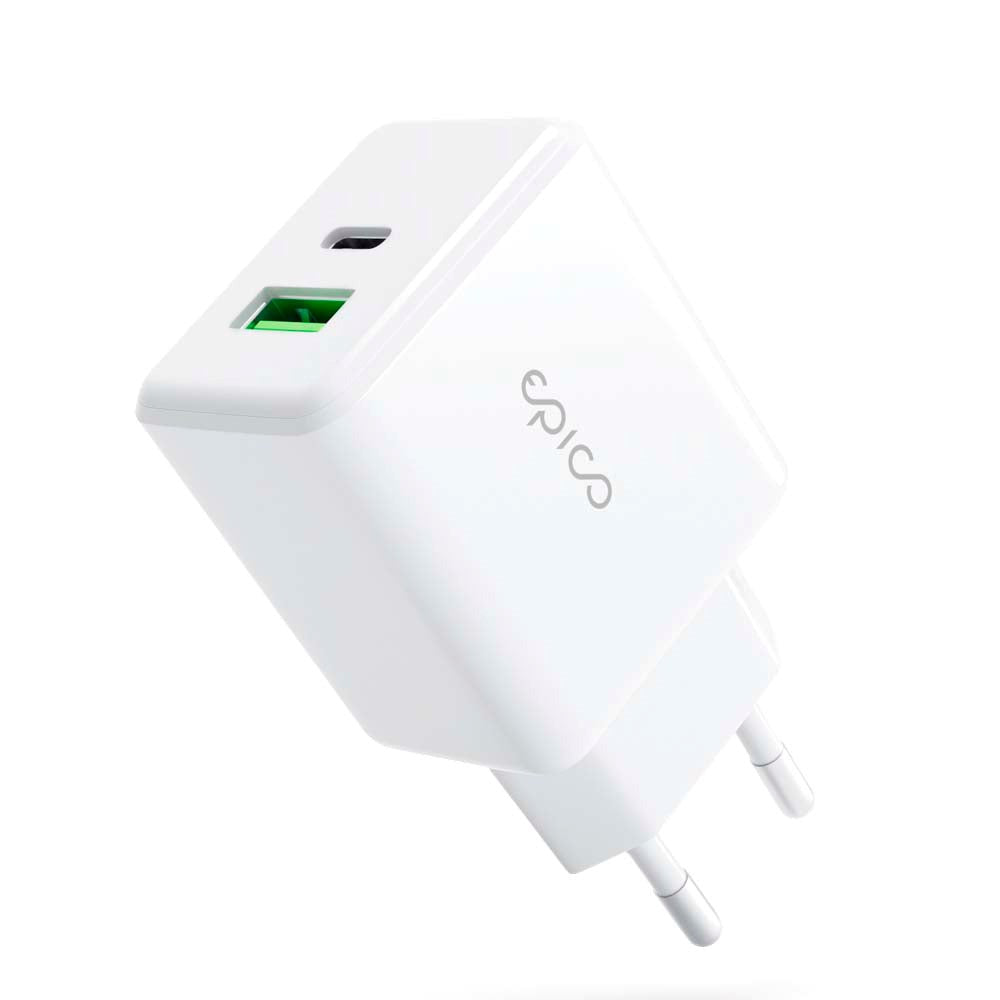 Epico Pro 2.0 Vægoplader PD 38W med USB-C & USB-A - Hvid