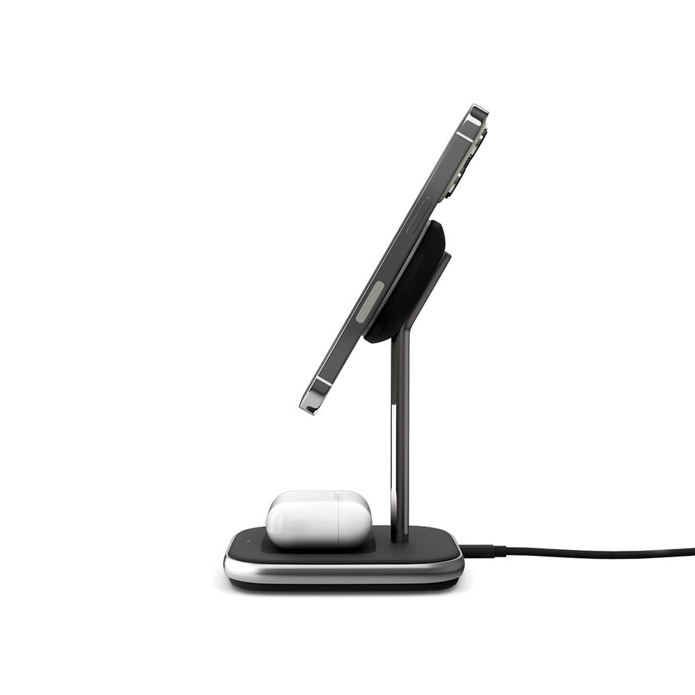 Epico Magnetic 2-i-1 trådløs lader 15W m. PD 20W Vegglader - MagSafe-kompatibel - Svart