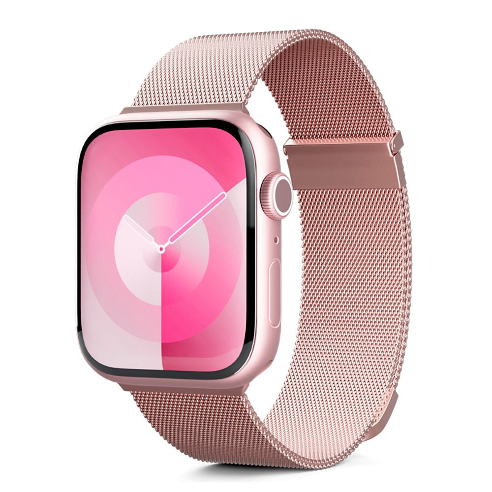 Apple Watch (42/44/SE/45/46/49 mm) Epico Milanese+ (pluss) stropp i rustfritt stål - rosa gull